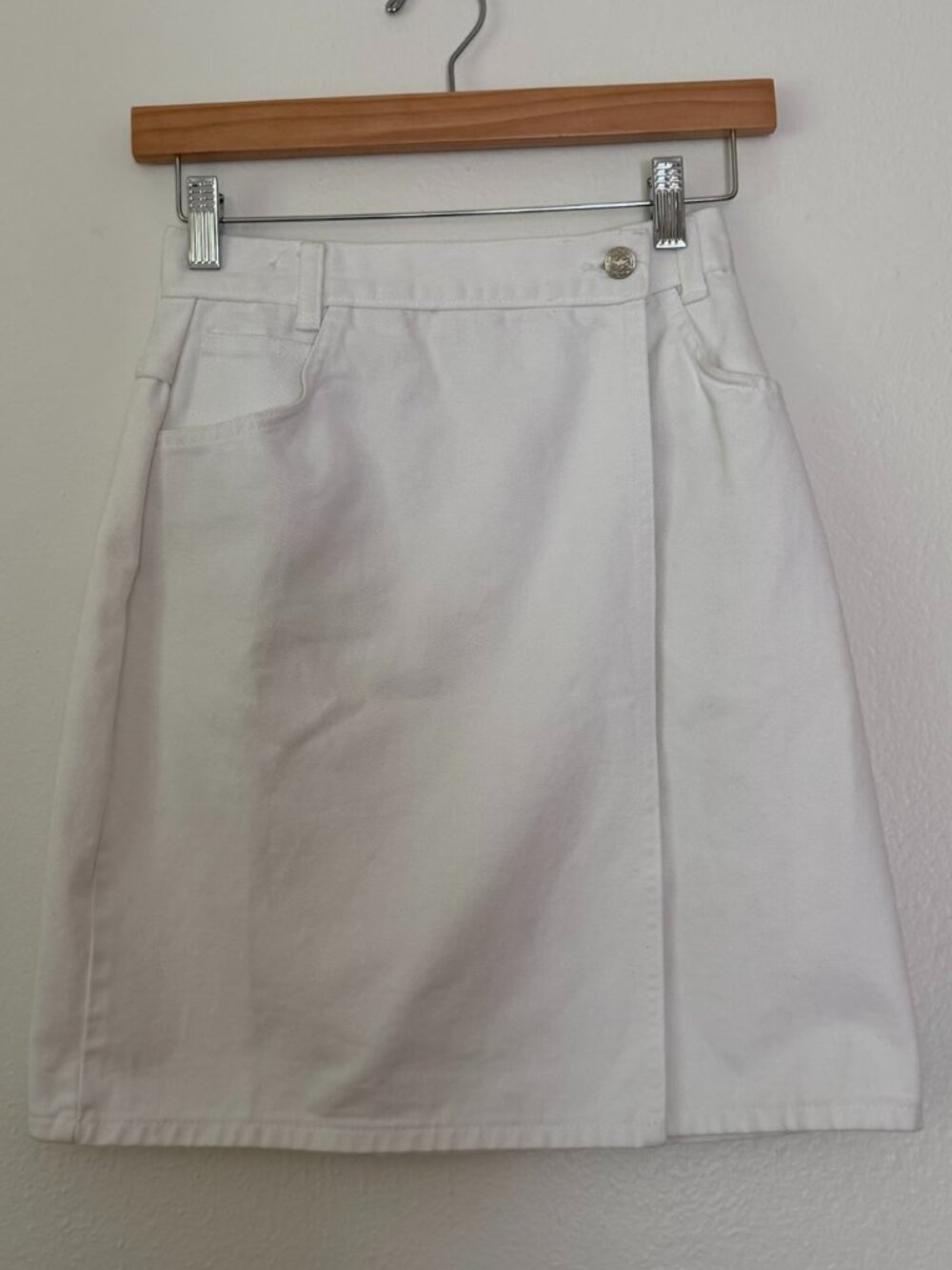 Vintage Ivy Club Classics White Denim Wrap Skirt Size 5